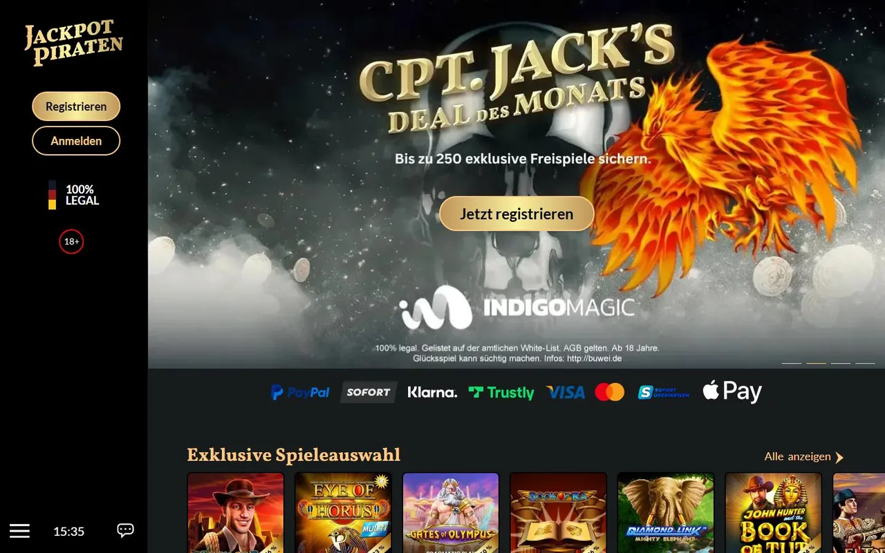 Startseite von JackpotPiraten