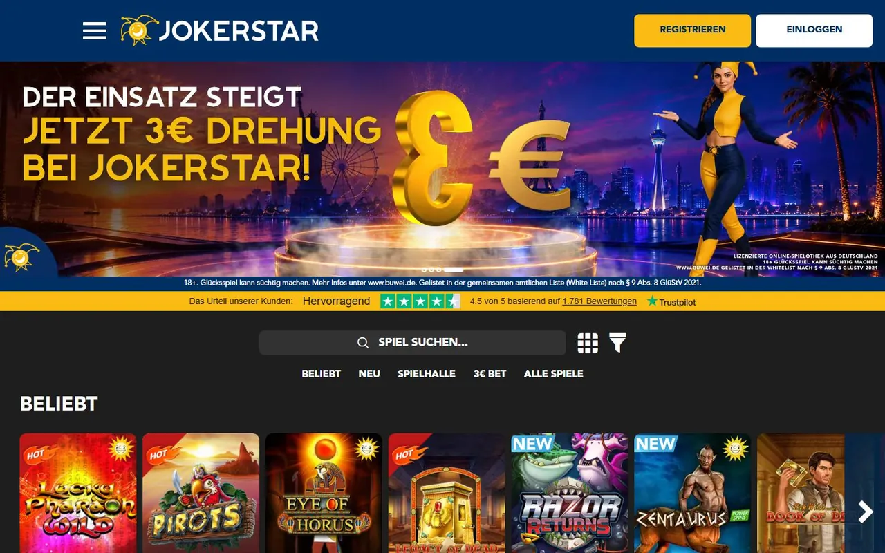 Startseite von Jokerstar