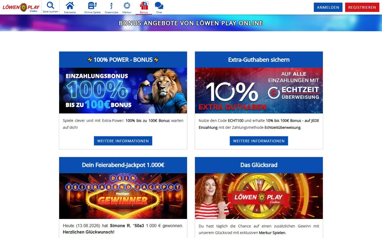 Bonus von Löwen Play