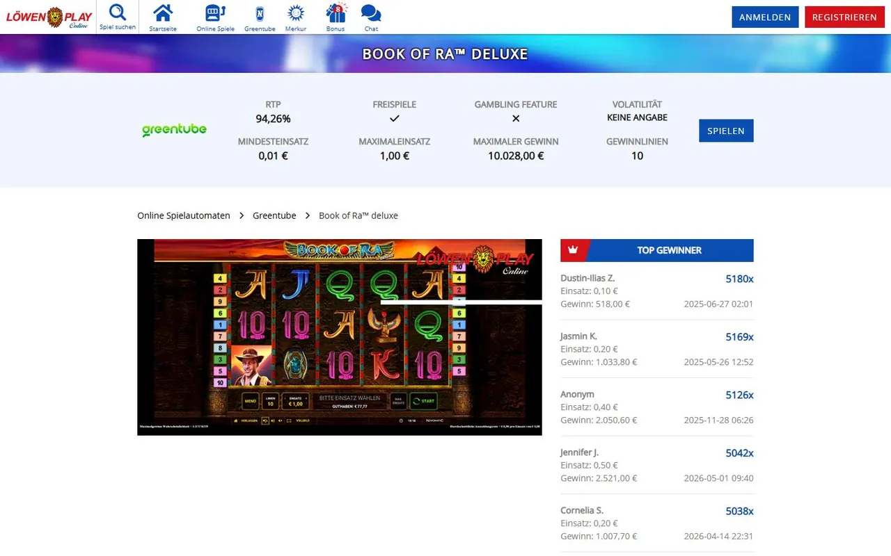 Spielelobby von Löwen Play