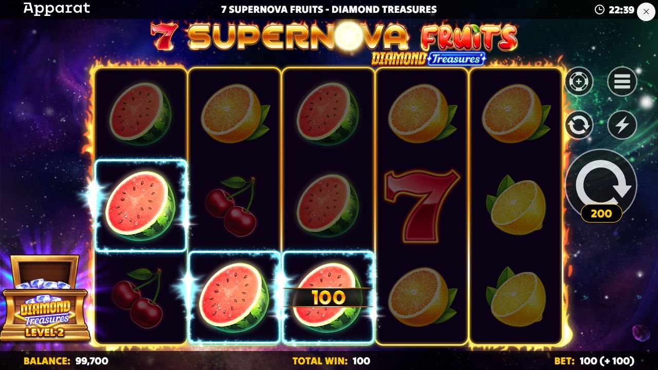 7 Supernova Fruits Diamond Treasures — Grundspiel