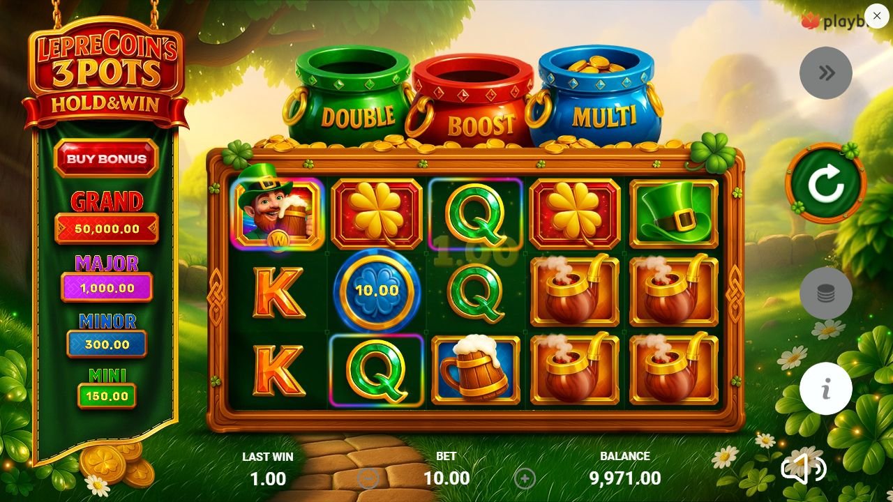 Leprecoin's 3 Pots: Hold & Win — Grundspiel